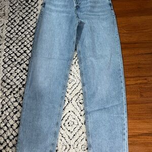 H&M Collusion Dad Jeans 26 Tall Button Fly Vintage Inspired Straight Leg Relaxed